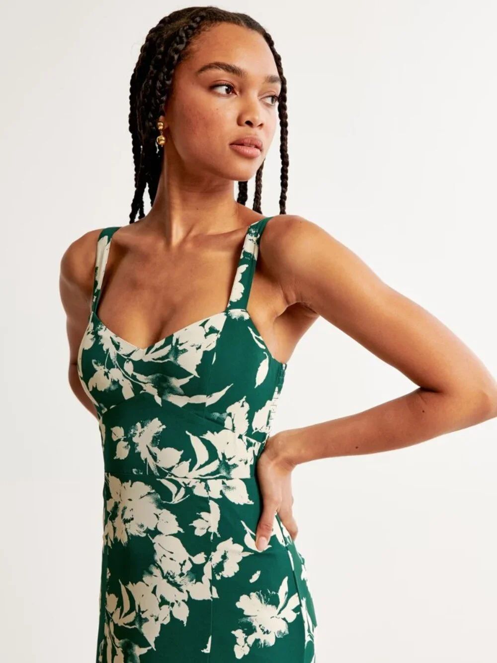 Abercrombie & Fitch Ruffle Tiered Maxi Dress Green Pattern Size S NWT $150